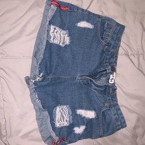 Denim high waisted shorts